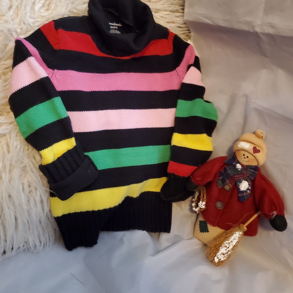 5T Turtleneck with Striped Sweater Combination